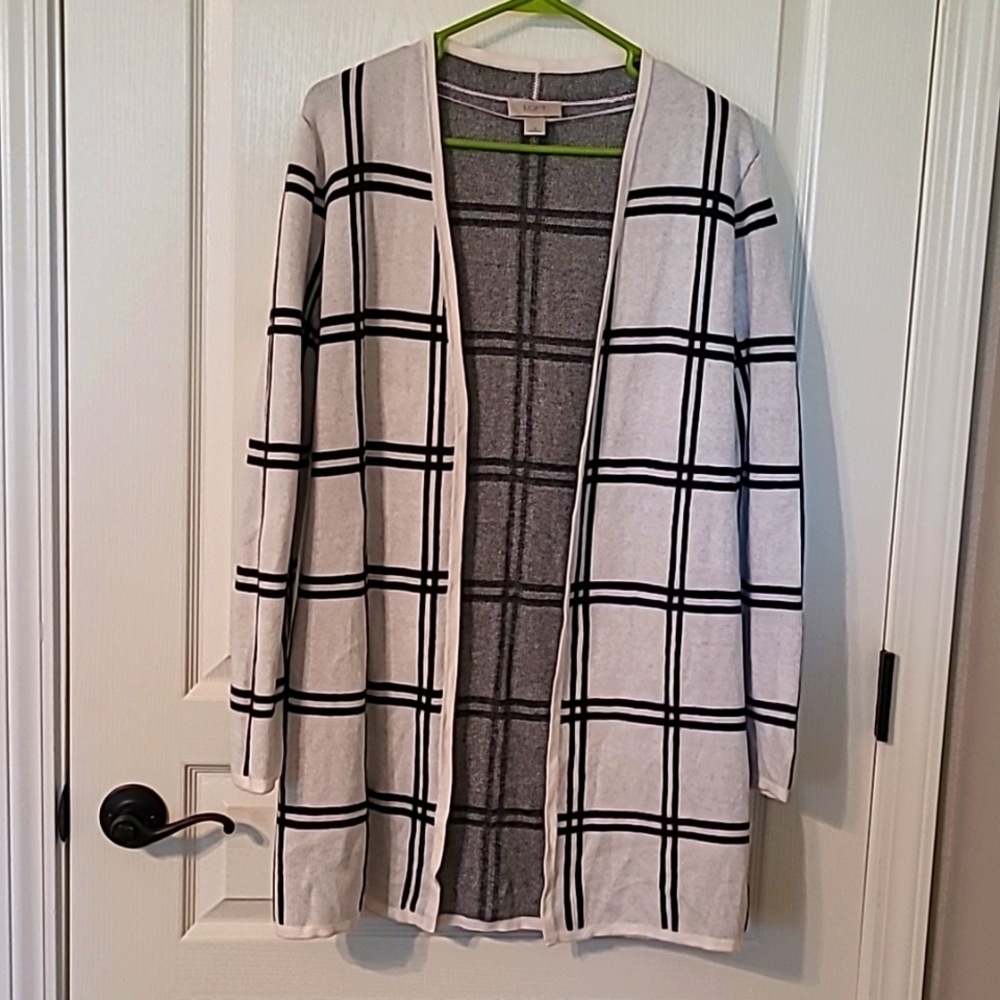 Loft white and black cardigan size small